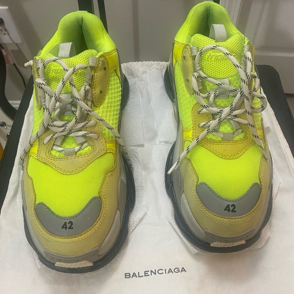 Balenciaga Fluorescent Yellow and Gray Sneakers